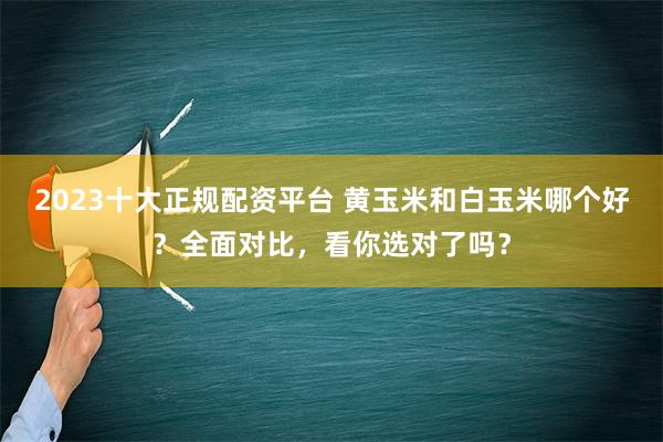 2023十大正规配资平台 黄玉米和白玉米哪个好？全面对比，看你选对了吗？